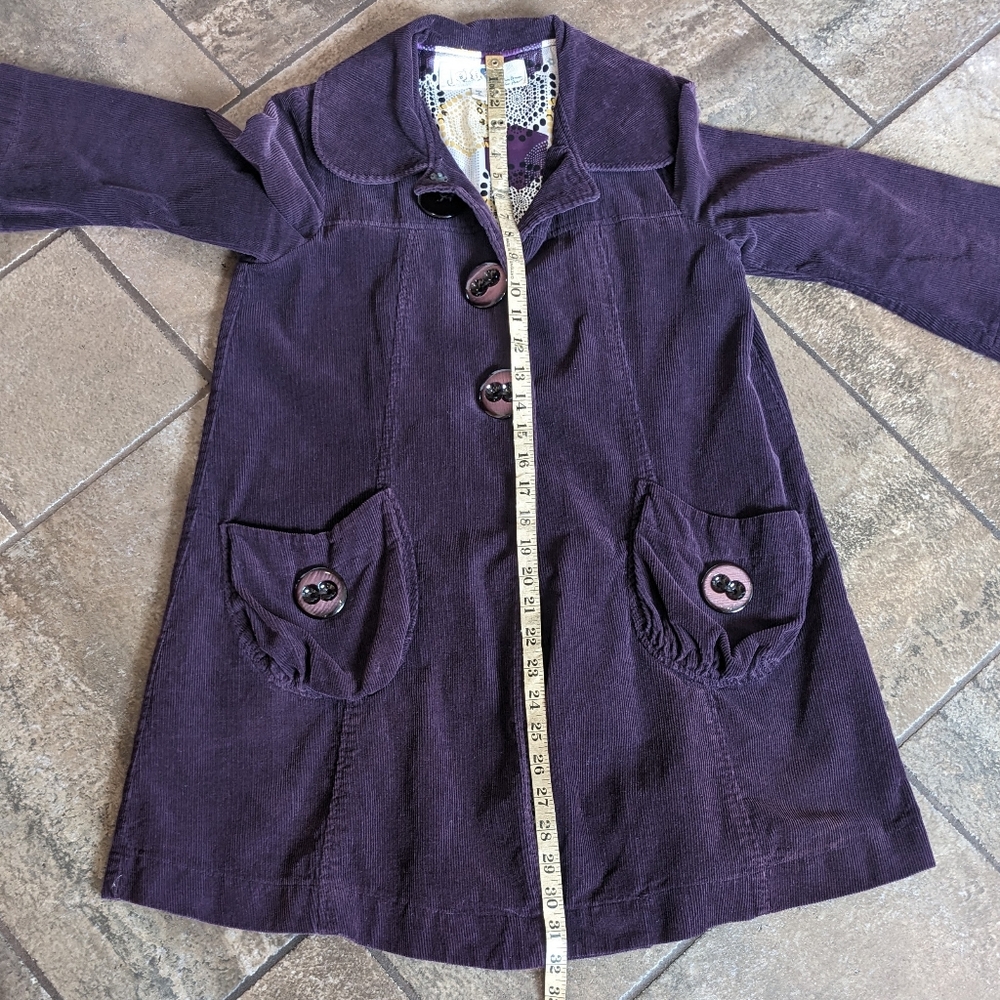 Jolt Vintage Corduroy Medium Length Coat Gorgeous Pattern Lining Size S β¦ - Picture 11 of 14